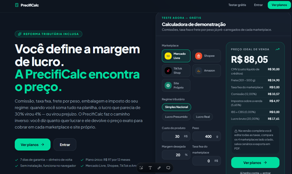 PrecifiCalc — Precificação para marketplaces